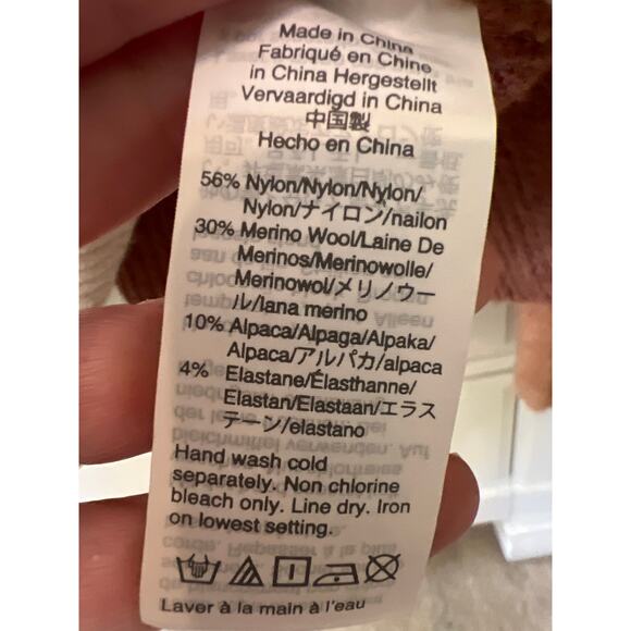 Madewell Color Block Cream Brown Wool Alpaca Blend Sweater Women's Size Medium - Picture 8 of 9